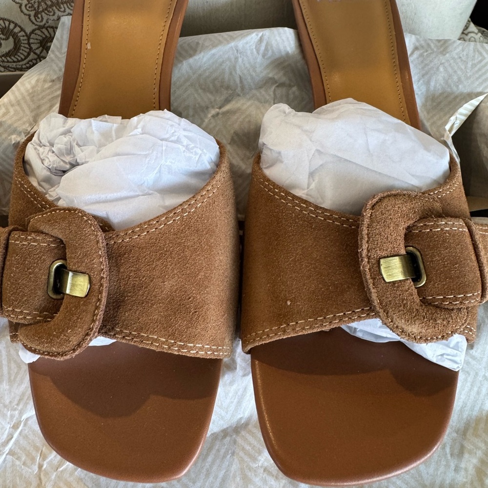 Donald J. Pliner Tan Suede Heeled Sandals
